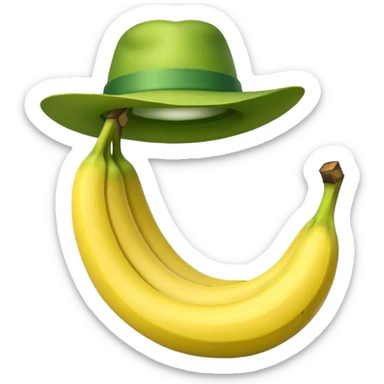 crea un emoji de un platano verde con sombrero.  sticker