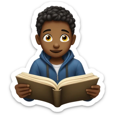 boy reading book sticker