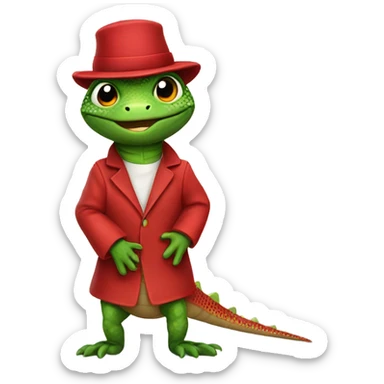 Lizard with a red outfit sticker