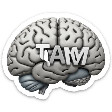 Brain that says "TAM" on it sticker
