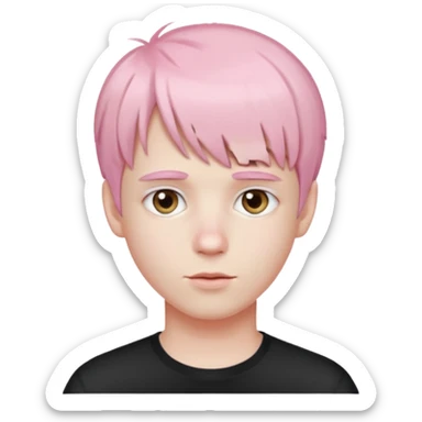 Pretty boy, short light pink hair with bangs. Pale.  sticker