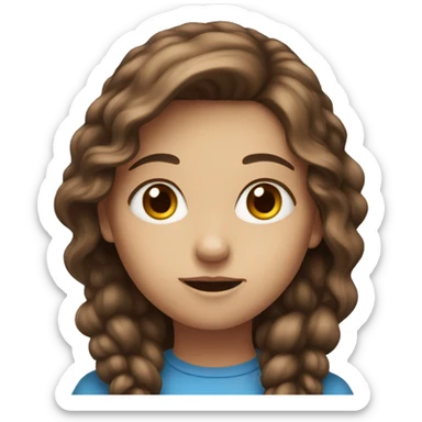 curious girl with brown hair and blue eyes sticker