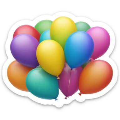 Bright colored balloons in a group and confetti sticker