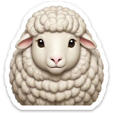 Cinematic Noble Sheep Portrait Emoji, Poised and regal, with a large, sturdy build and a luxuriously fluffy, well-groomed white fleece, deep-set soulful gentle eyes, Simplified yet sharp and sophisticated features, highly detailed, glowing with a soft, dignified glow, high shine, intelligent and calm, stylized with an air of pastoral majesty, focused and attentive, soft glowing outline, capturing the essence of a watchful and confident sheep, so majestic it feels as though it could amble out of the screen with effortless authority! sticker