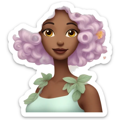 Gorgeous pastel lady with flowers and butterflies sticker