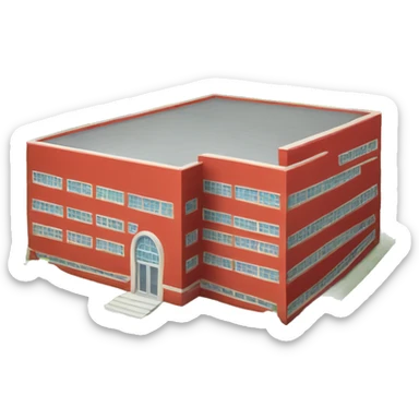 Red color school building  sticker