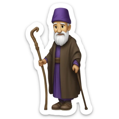 Old sultan walking with help of walking stick  sticker