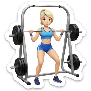 Blonde girl doing leg day in the gym, aesthetic sticker