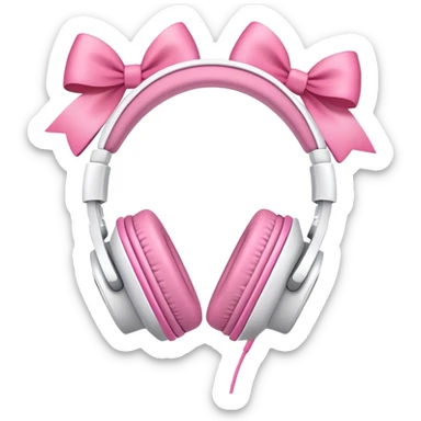 White headphones with pink bows sticker