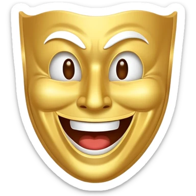 comedy mask with exaggerated laughing expression sticker