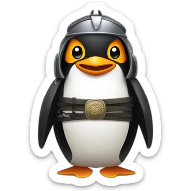 penguin with samurai helmet sticker