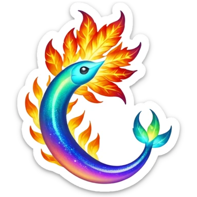 Elemental Forty Fiery Sparky Fierce Colorful Gradient Sparkly Nebular Starry Flaming Viney Vinal Dusky Aurorus-Amaura-Auroras-Pokémon-Fakémon-creature sticker