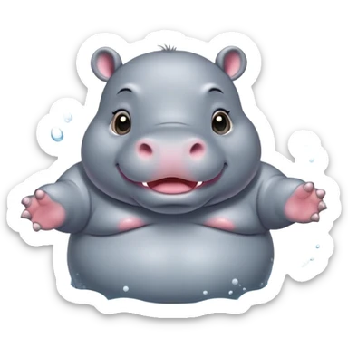 Cute fat baby hippopotamuses sticker