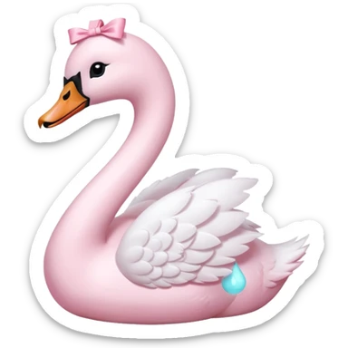 Pastel pink swan with light pink bow sticker