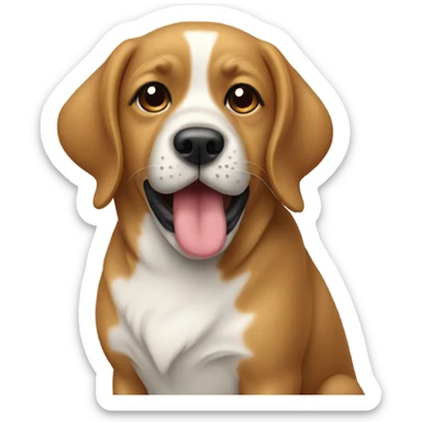 Dog licking tail sticker