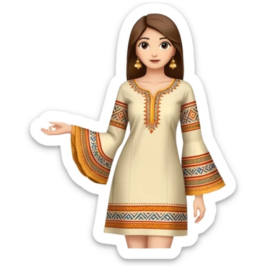 Short kurti with bell sleeves and ethnic patterns sticker
