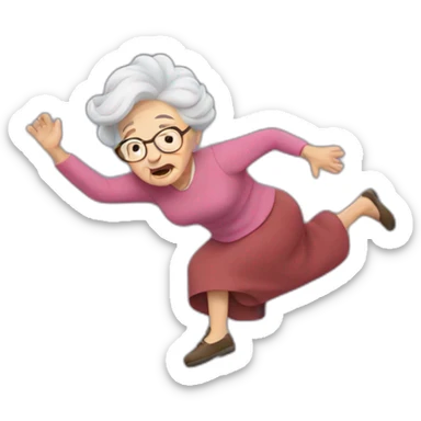 Granny falling  sticker