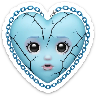 pastel goth heart with baby blue chains sticker
