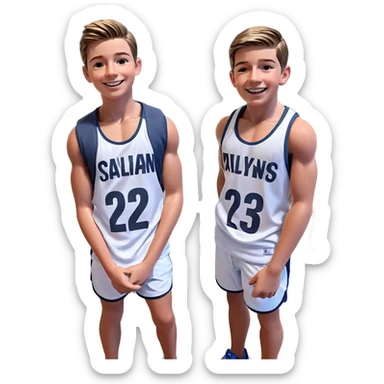 smiling boys in sportswear sticker