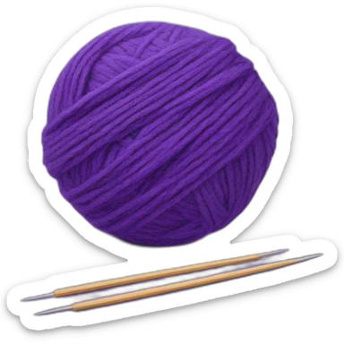 Ball of purple yarn with needles sticker