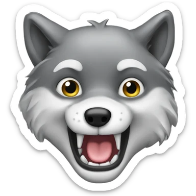 Face of Grey Wolf say hi with hand sticker