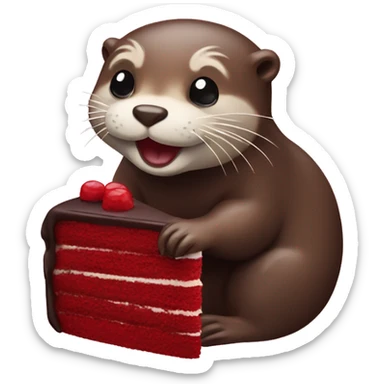 Otter with red velvet cake sticker