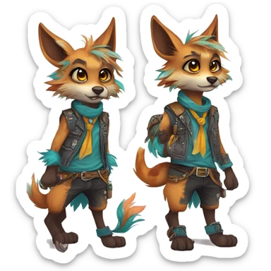 Cool cute Kawaii edgy colorful fantasy animal fursona by griffsnuff & LiLaiRa & Falvie full body sticker