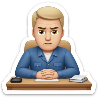 Annoyed worker working at a desk sticker