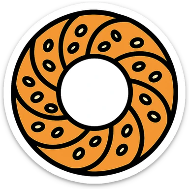 a simit, the Turkish sesame bagel, clean modern icon style sticker