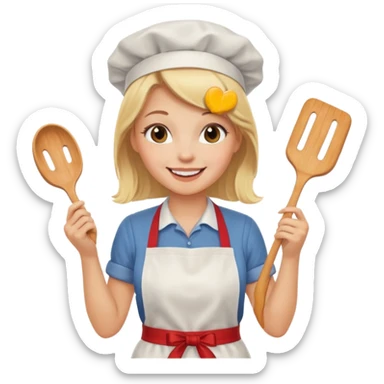 Blonde girl baking sticker