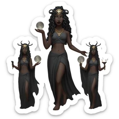 Hekate goddess of the night and magic- triple goddess black sticker