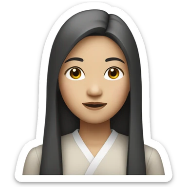 asian girl with long hair with clean girl style  sticker