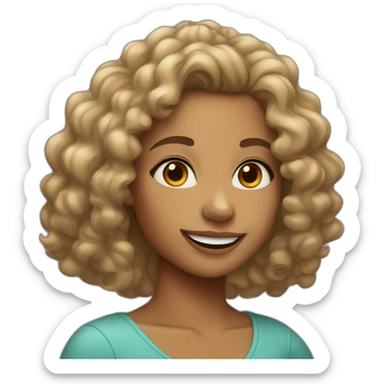 tan girl with dimples and shoulderlength curly hair wearing hoop earrings sticker