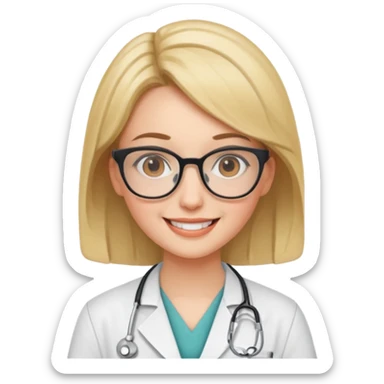 doctor girl with glasses sticker