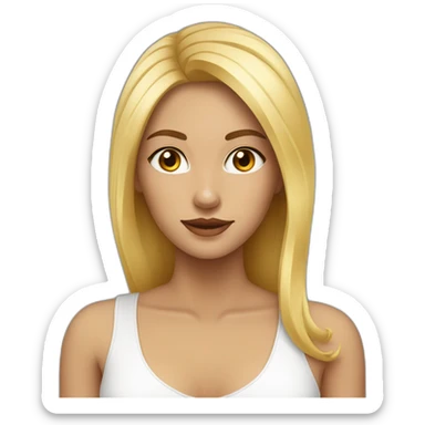 Femme blonde yeux marrons avec cheveux long lisse  sticker