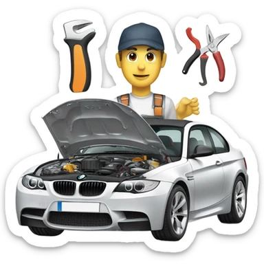 bmw getting repaired sticker