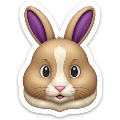 Un lapin beige qui a les oreilles qui tombent  avec une aubergine sur la tête sticker