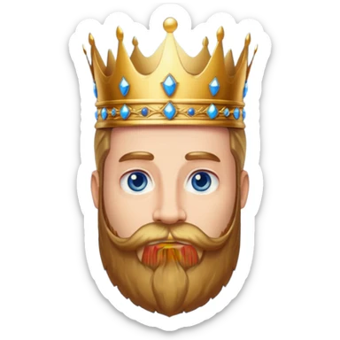 Bearded King, King with golden beard and ornate crown. sticker