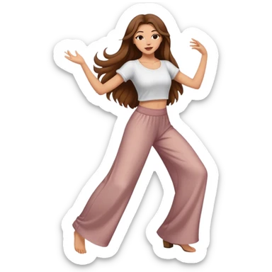 girl with long brown hair dancing in wide pants sticker