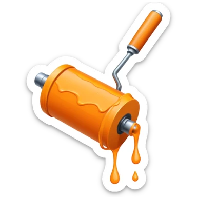 paint roller with orange paint on it sticker