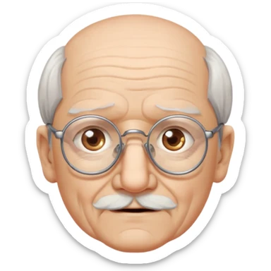 old man white neutral face with eyewear without moustache sticker