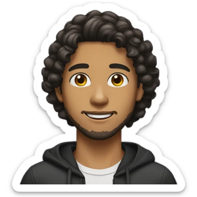 teenager with beard olive skin and black curly medium long hair sticker