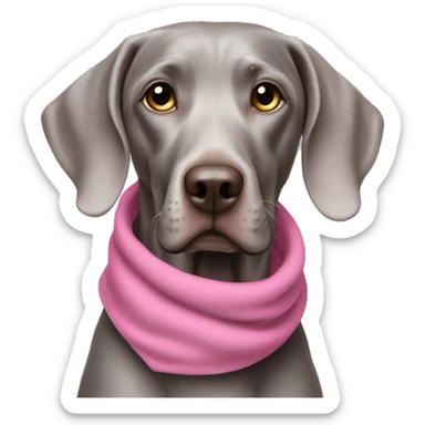 Weimaraner with a pink scarf sticker