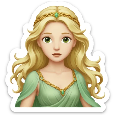 Terra, Earth Goddess from Rome Mythology with long golden blonde hair, pale green outfit sticker