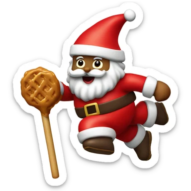 Santa Claus flies on a caramel stick sticker