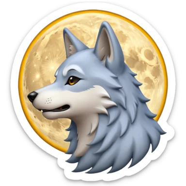 emoji of a howling wolf facing the moon, with its head tilted upward, simple cartoon style  sticker