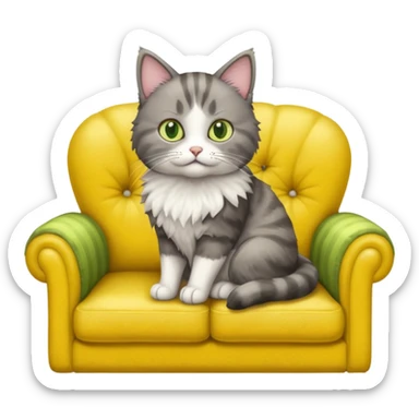 realistic cat in a yellow sofa sticker