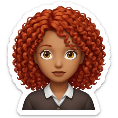 Una chica morena, rizada de pelo rojo sticker