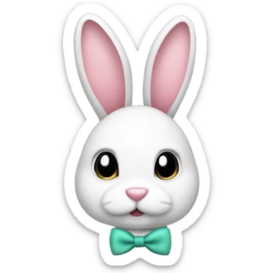 Bunny with bow clip on head sticker