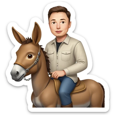 Elon Musk riding a donkey  sticker